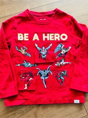 GAP Red 'Be A Hero' Long-Sleeve Superhero Tee